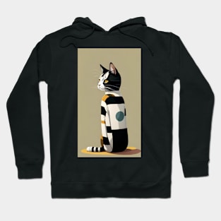 Dapper Stripes: Stylish Side Profile Cat Hoodie